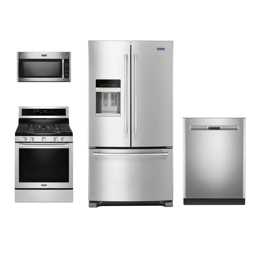 KIT Maytag 4 Piece Kitchen Appliance Package with Gas Range - Stainless Steel-1
