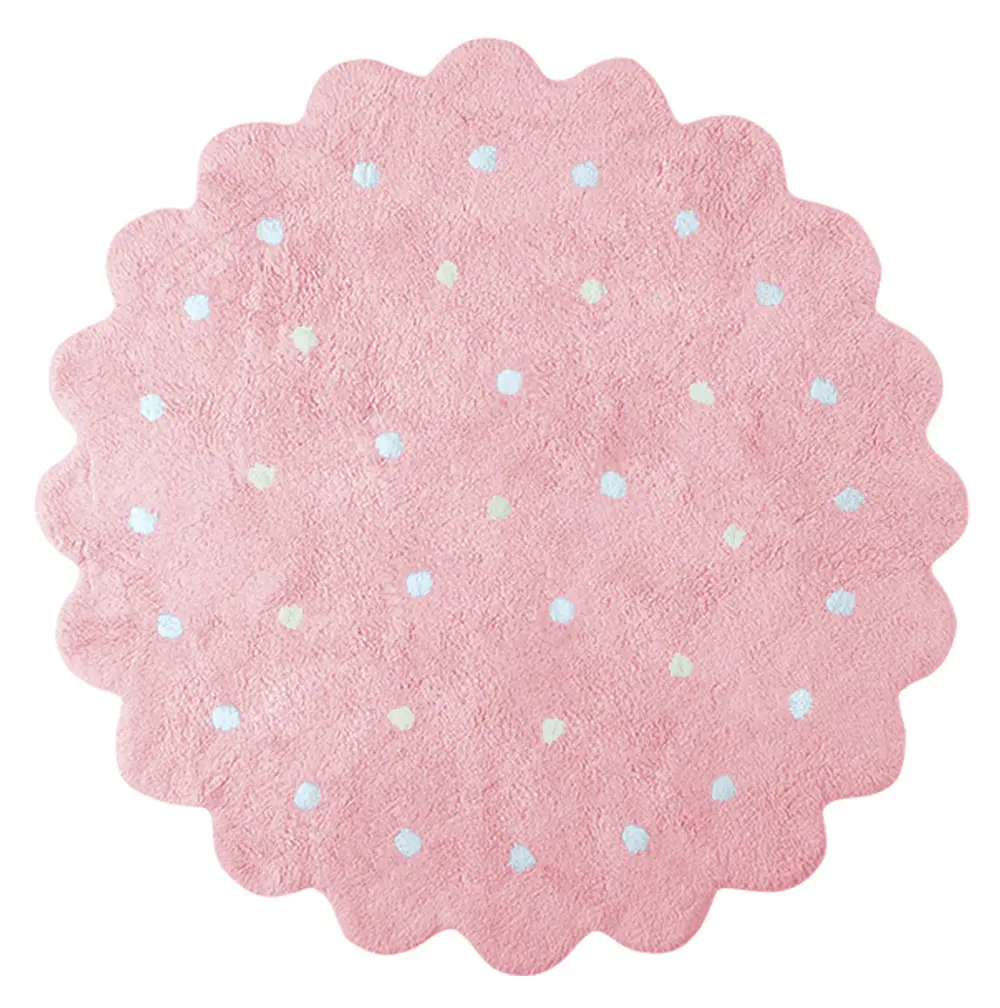C-13301 5' Round Pink Little Biscuit Washable Rug-1