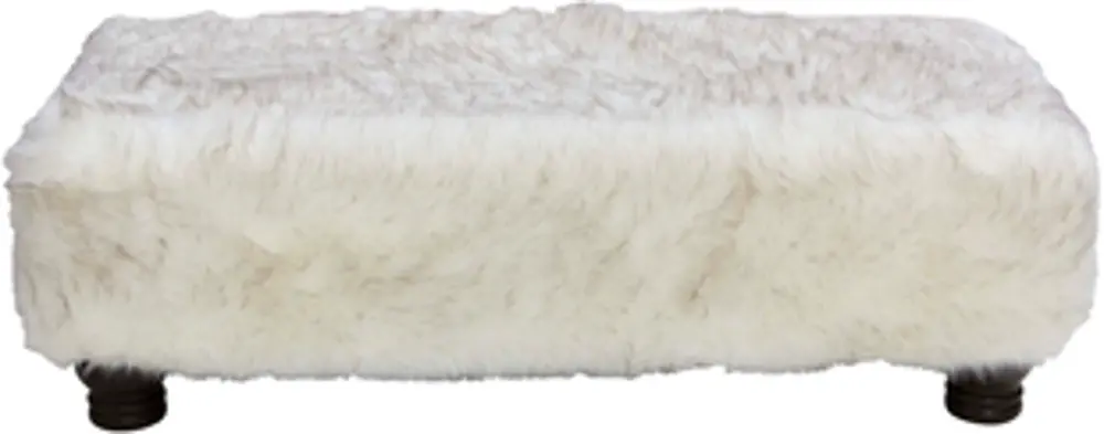 546BRFXWHT Faux Fur Fox White Rectangle Ottoman -1