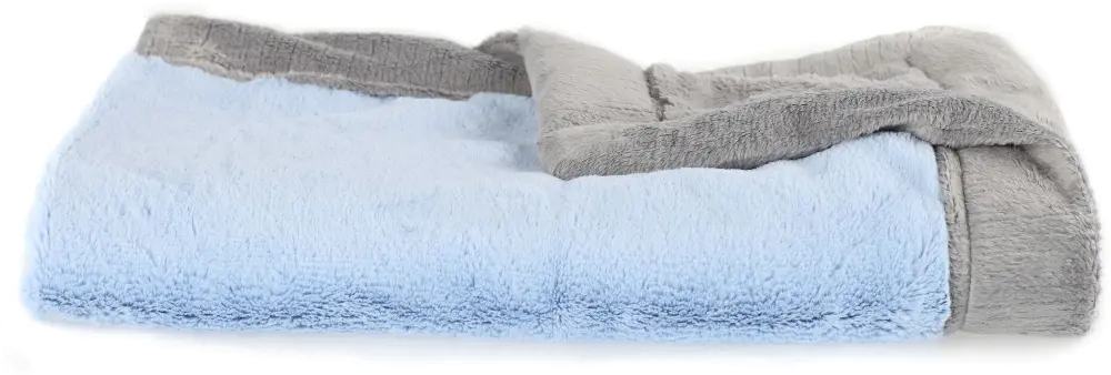 Light Blue and Gray Lush Receiving Blanket-1
