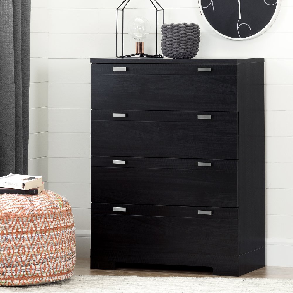 Reevo Black 4-Drawer Chest - South Shore