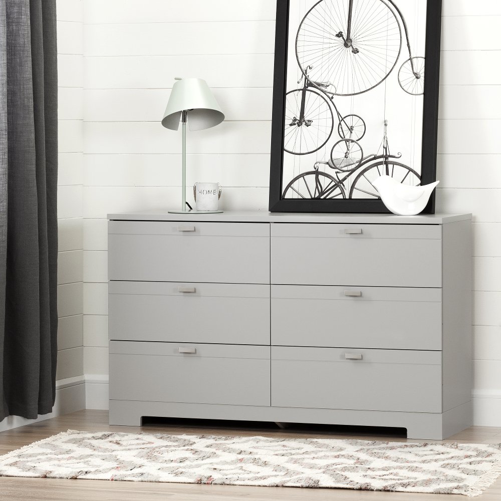 Reevo Gray 6-Drawer Dresser - South Shore