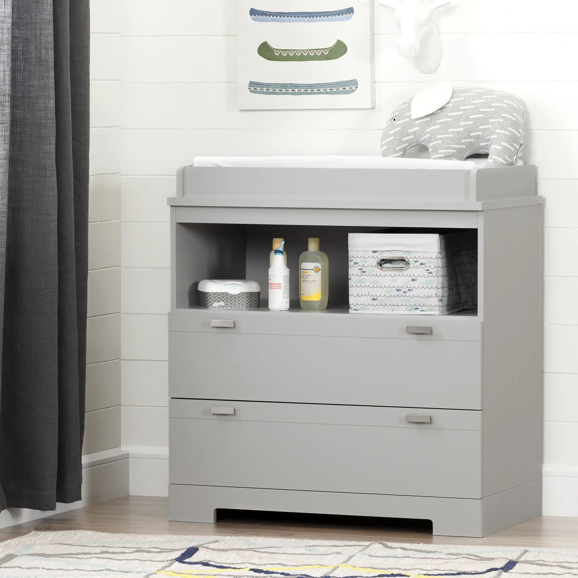 Reevo Gray Changing Table with Storage - South Shore