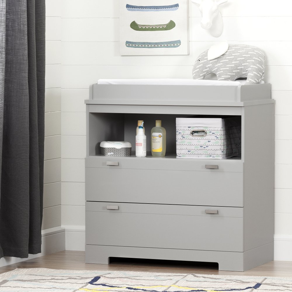 Reevo Gray Changing Table with Storage - South Shore