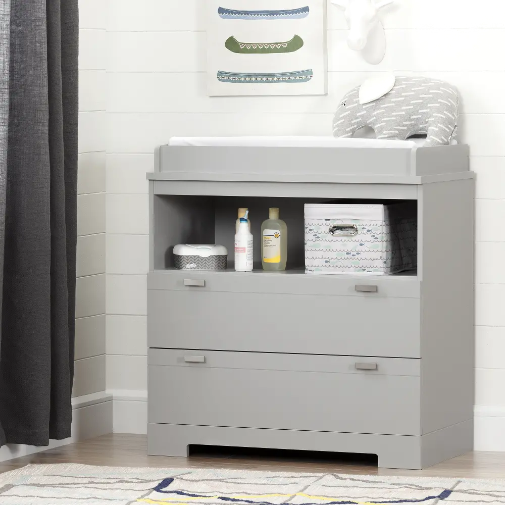 10272 Reevo Gray Changing Table with Storage - South Shore-1
