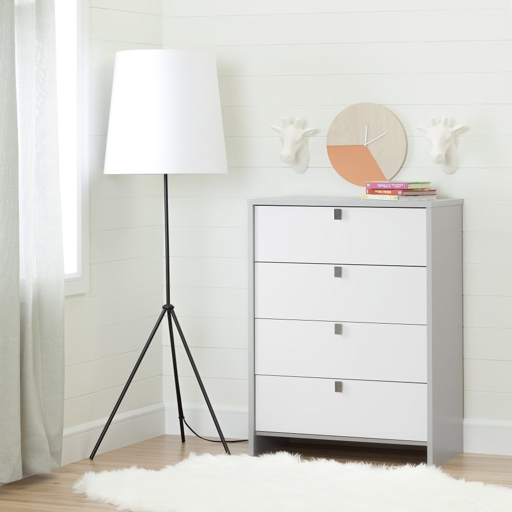 Cookie Gray and White 4-Drawer Chest - South Shore