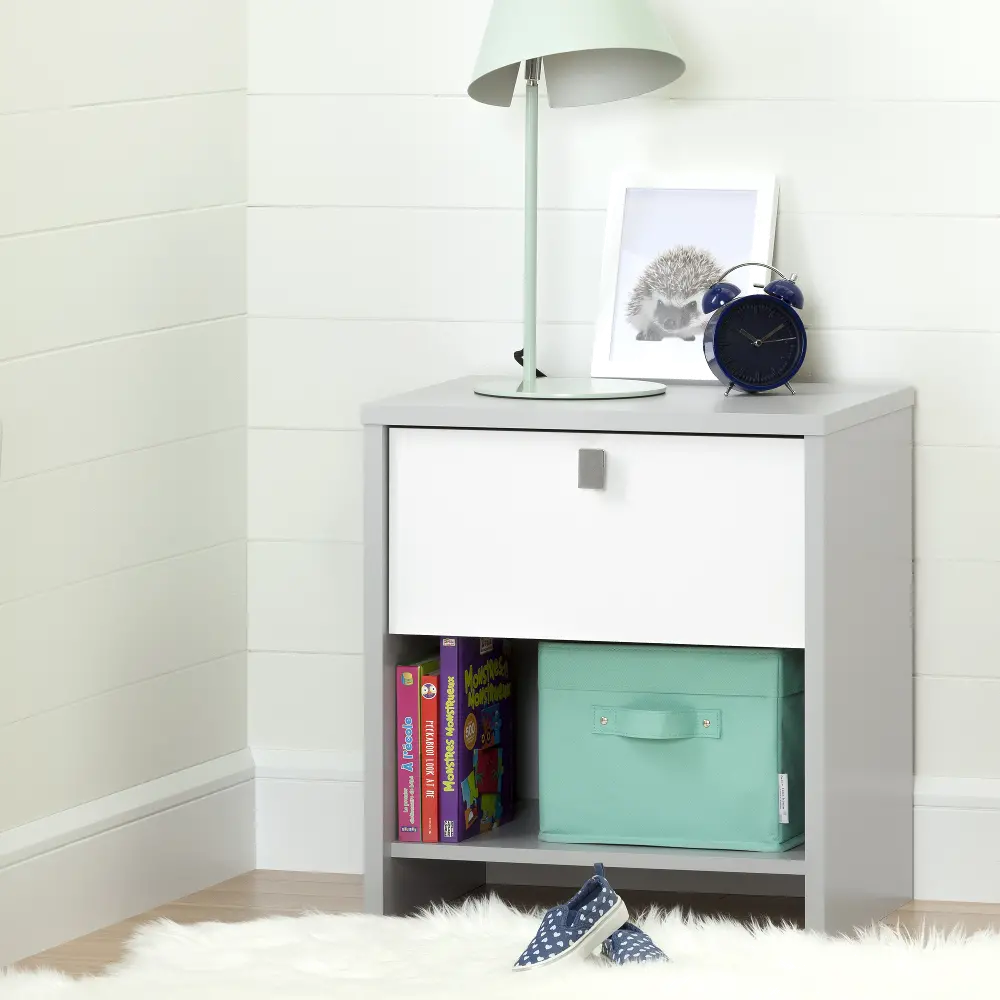 10513 Cookie Gray and White Nightstand - South Shore-1