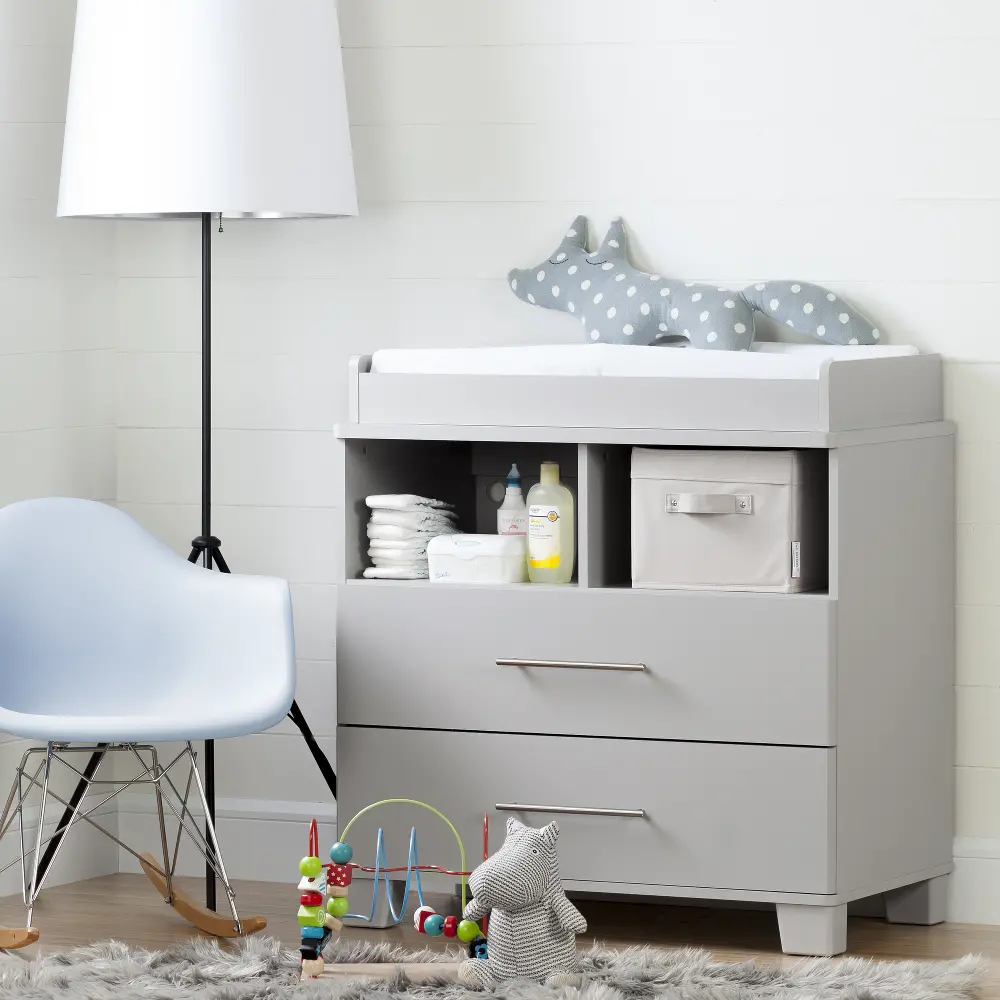 10514 Soft Gray Changing Table Dresser - Cuddly Collection-1