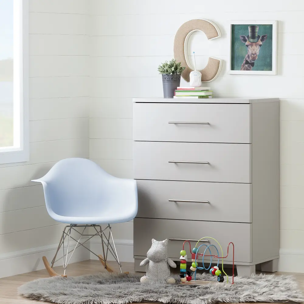 10515 Soft Gray 4-Drawer Chest - Cuddly Collection-1