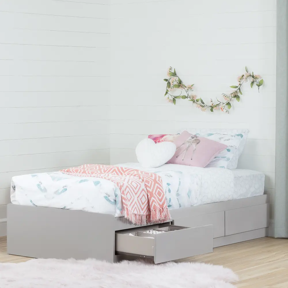 10572 Soft Gray Twin Mates Bed with 3 Drawers (39 Inch )-1