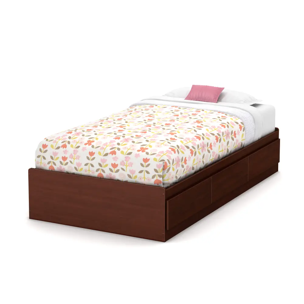 10577 Cherry Twin Mates Bed with 3 Drawers (39 Inch)  - Summer Breeze -1