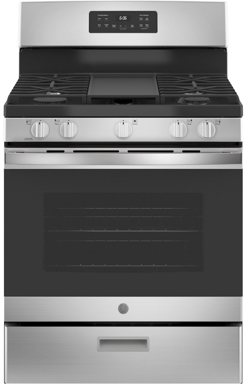 GE 30 Inch Gas Range with Griddle - 5 cu. ft, Stainless Steel