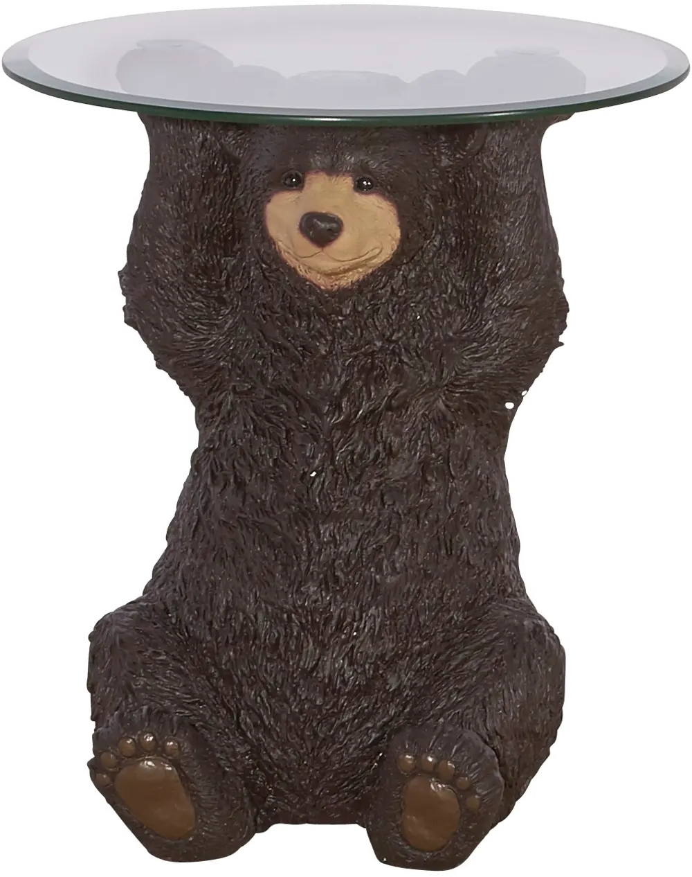 Barney Brown Bear Side Table with Glass Top-1