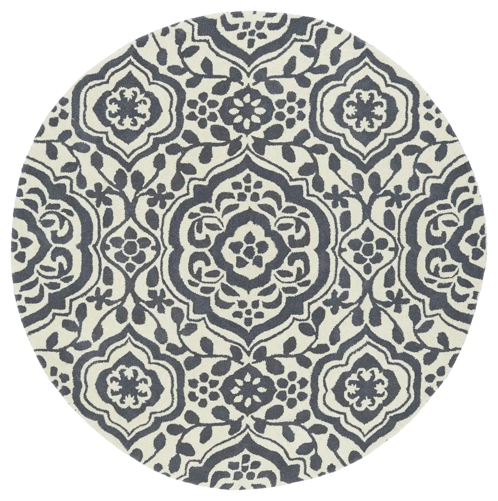 10' Round Charcoal Gray & Ivory Area Rug - Evolution-1