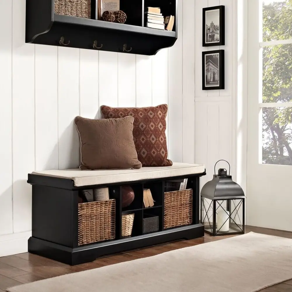 CF6003-BK Black Entryway Storage Bench - Brennan-1