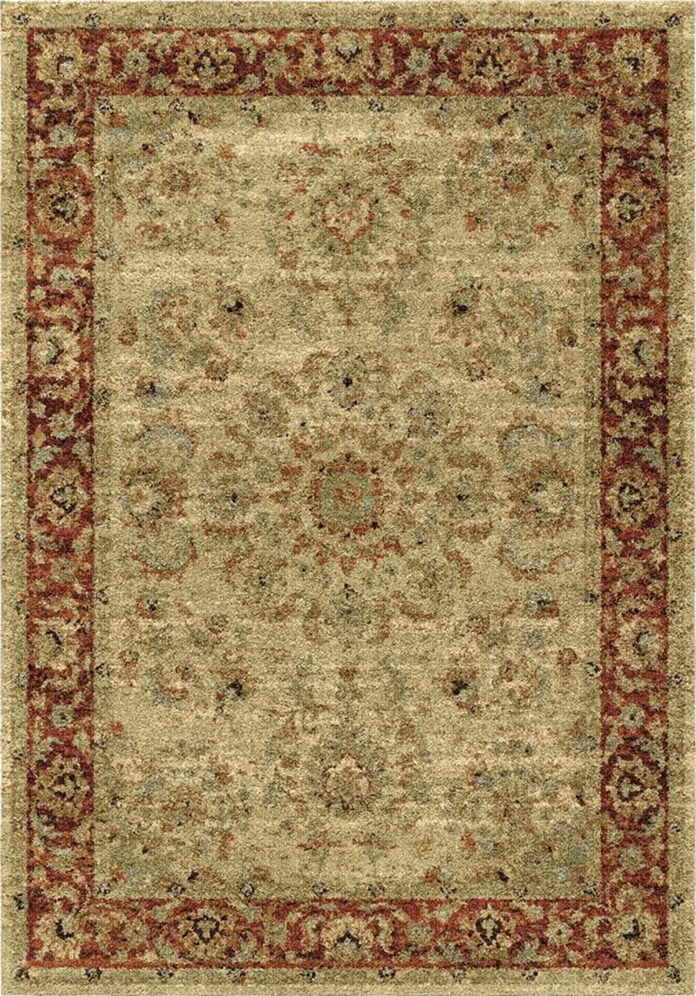 4319/5X8/AMERICANHER 5 x 8 Medium Ivory and Red Area Rug - American Heritage-1