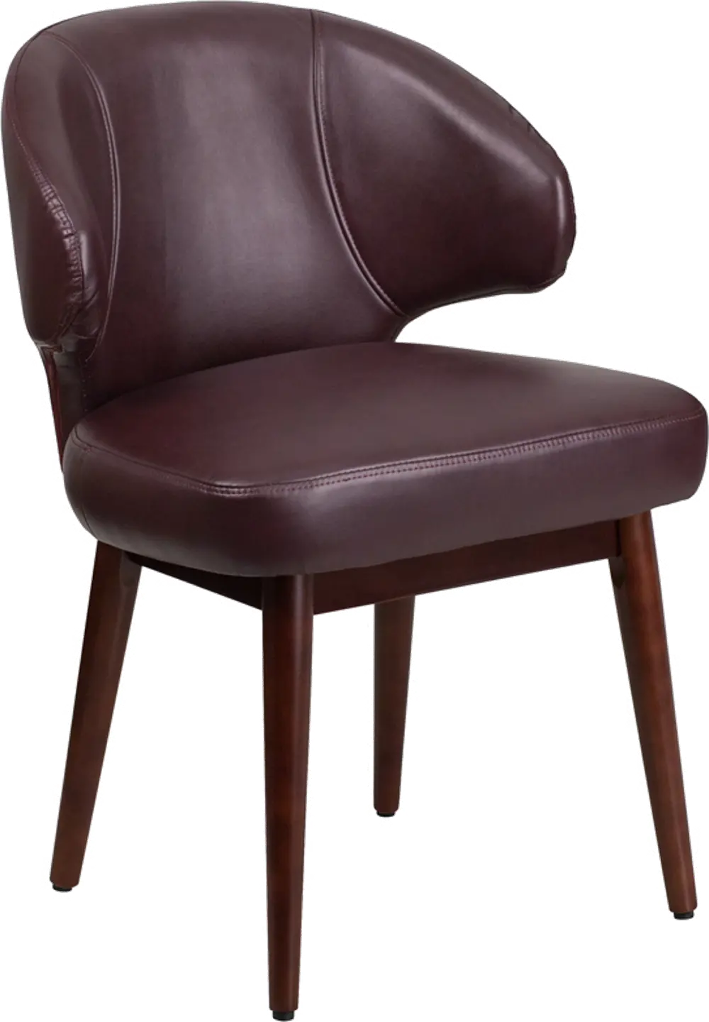 Burgandy Leather Reception Lounge Office Chair-1