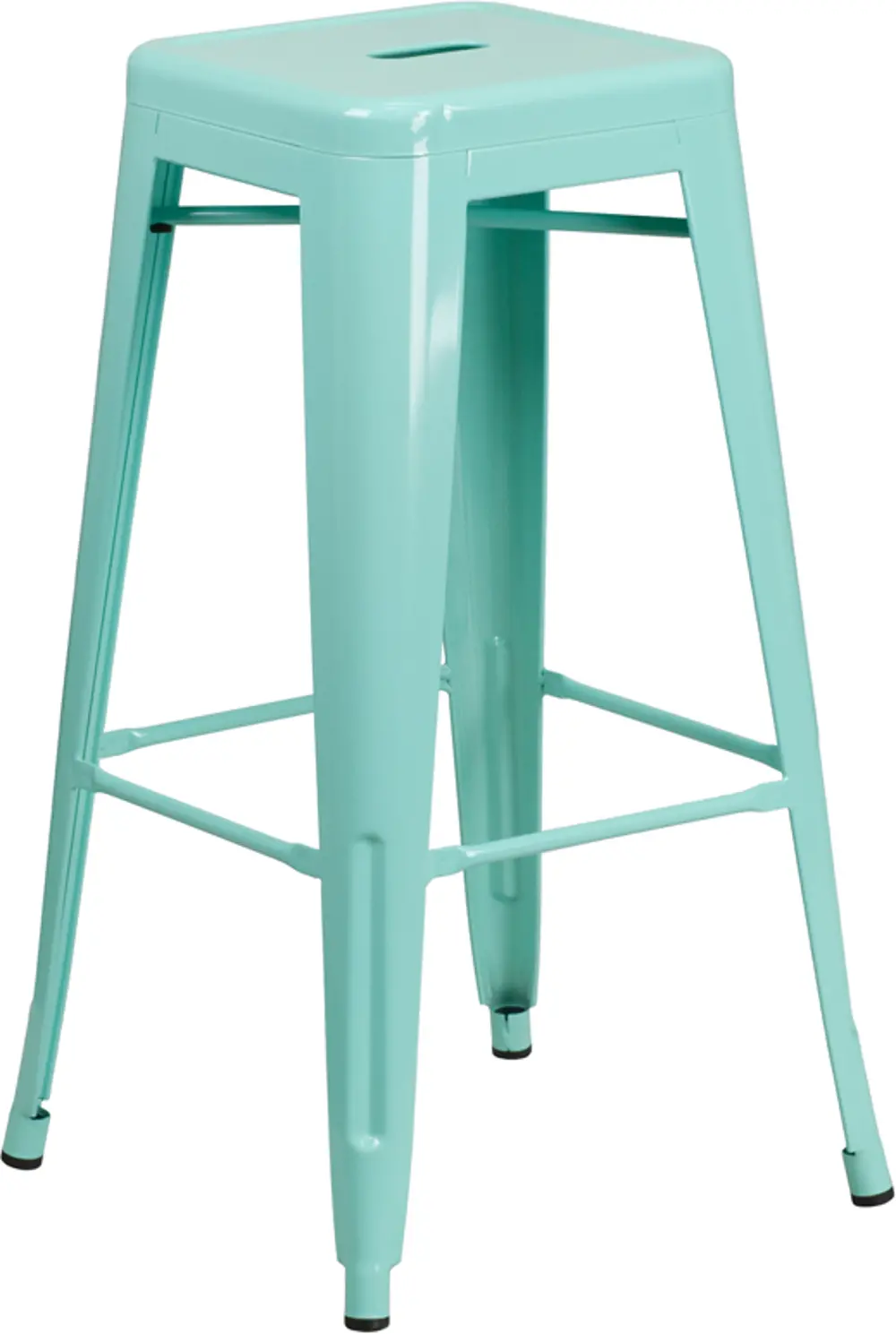 Backless Mint Green Metal Square Seat 30 Inch Bar Stool-1