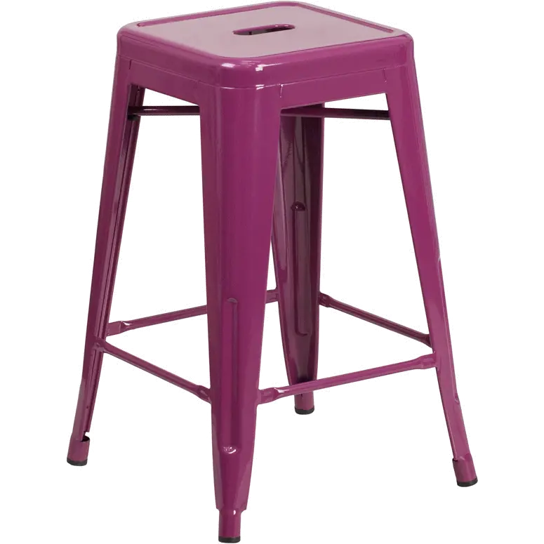 Purple Metal Stackable Counter Height Stool-1