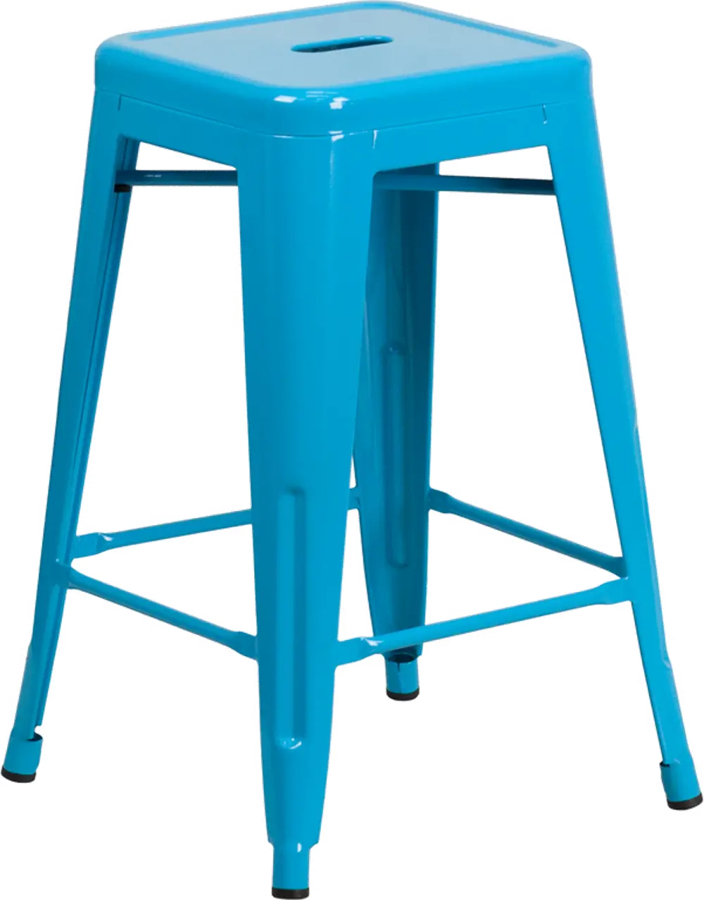 Crystal Blue Metal Stackable Counter Height Stool-1