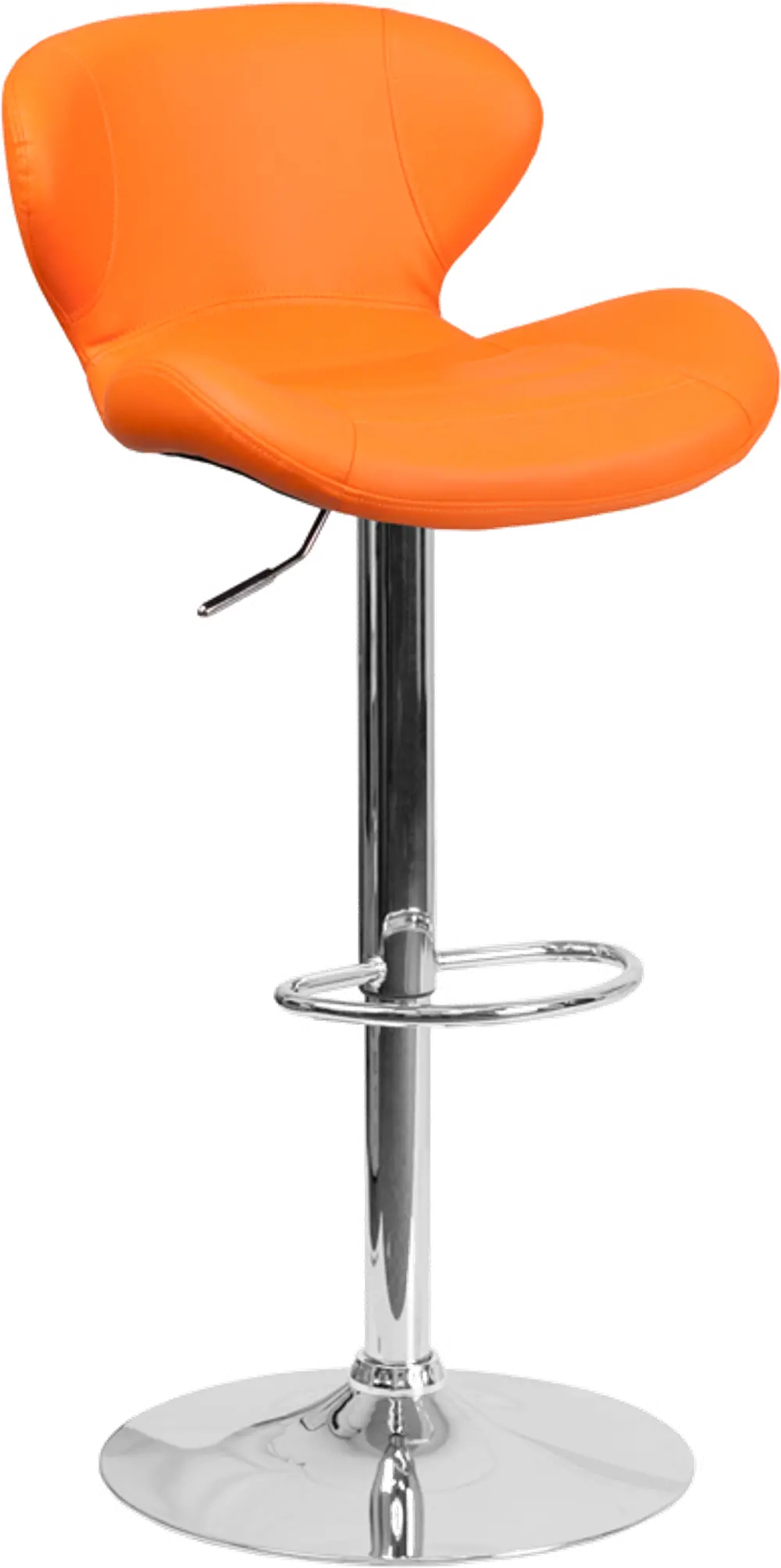 Contemporary Orange Vinyl Adjustable Bar Stool-1
