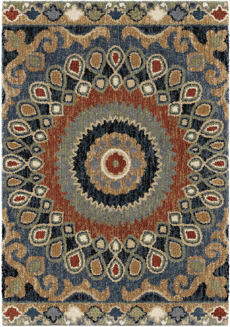 Wild Weave 8 x 11 Indochina Blue, Red, and Green Area Rug | RC Willey
