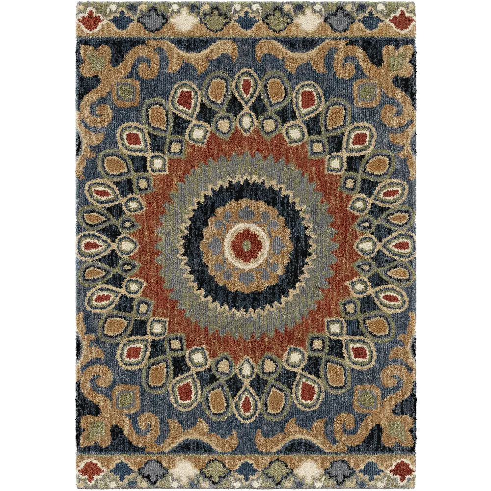 4412/8X11/WILDWEAVE Wild Weave 8 x 11 Large Indochina Blue, Red, and Green Area Rug-1