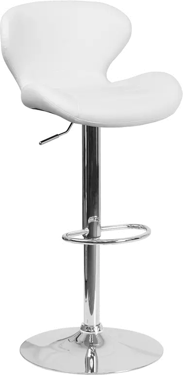 Photos - Chair Flash Furniture Contemporary White Vinyl Adjustable Bar Stool CH-321-WH-GG 