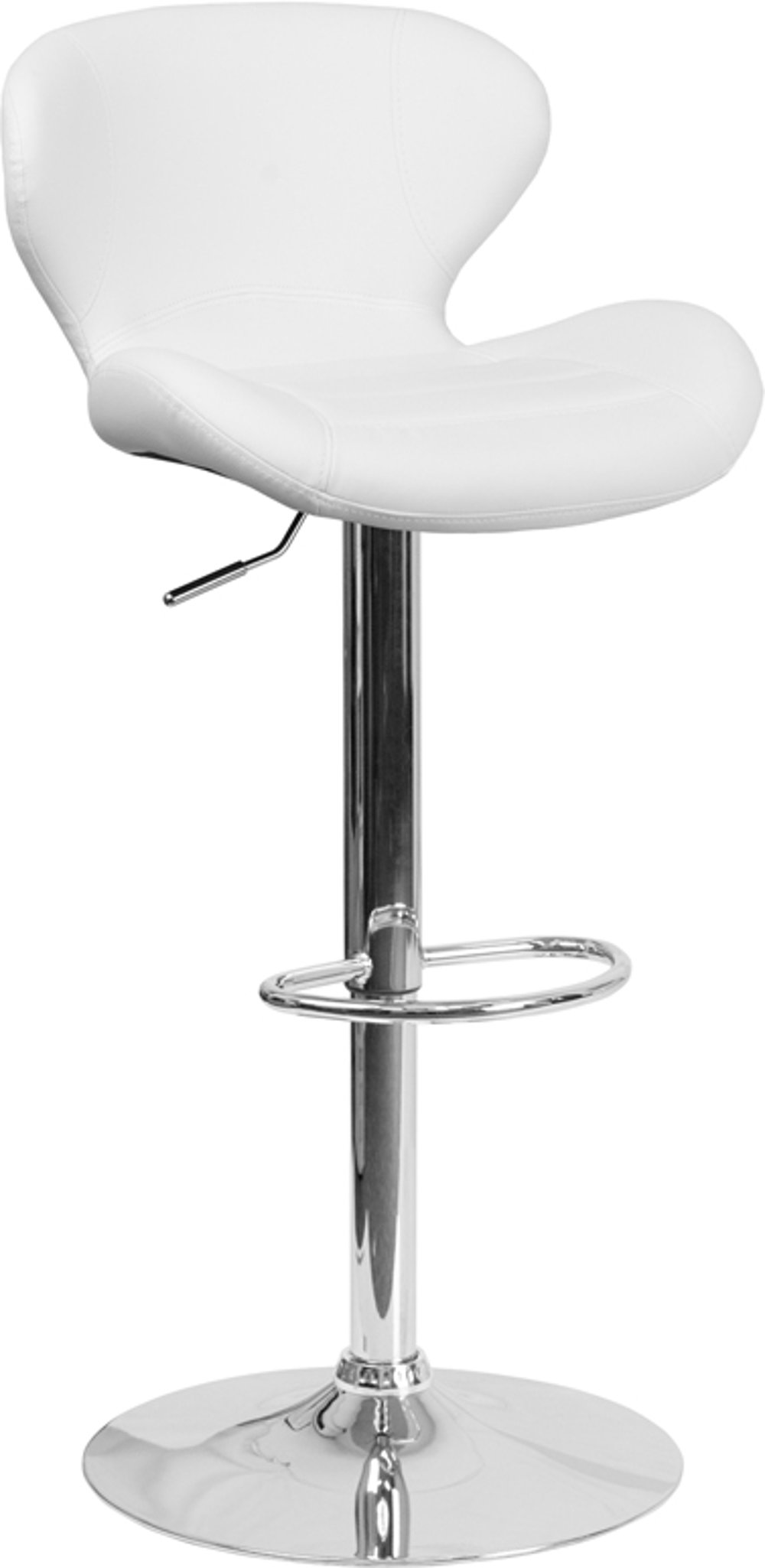 Contemporary White Vinyl Adjustable Bar Stool