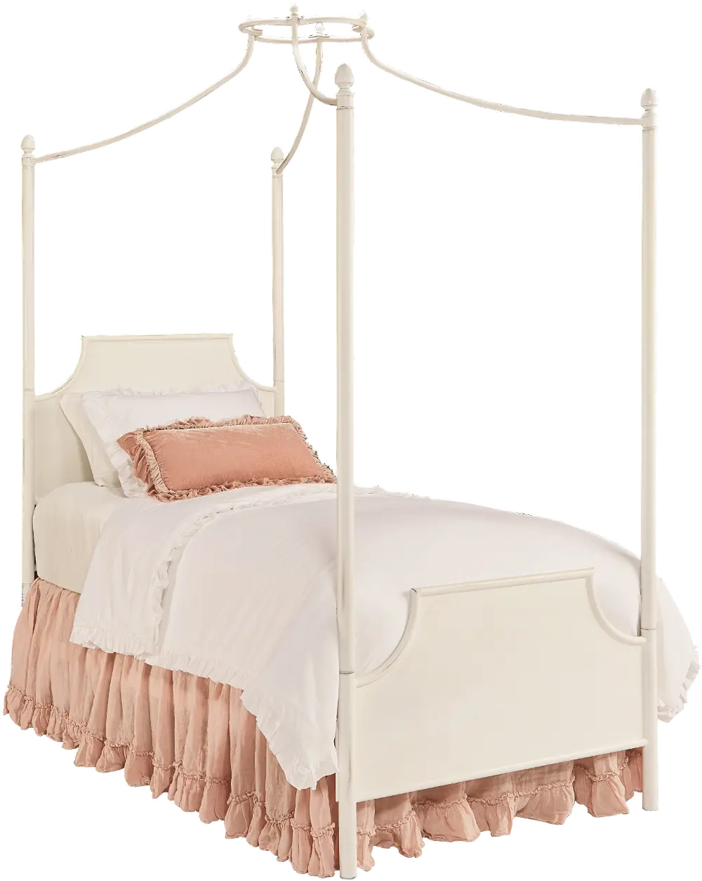 Magnolia Home Furniture White Iron Twin Canopy Bed - Traditional Manor-1