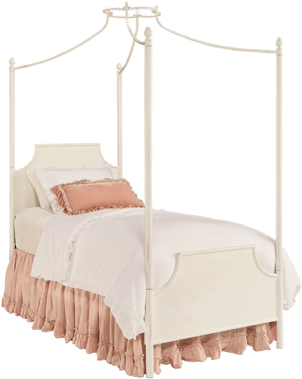 Magnolia Home Furniture White Iron Full Canopy Bed - Traditional Manor-1