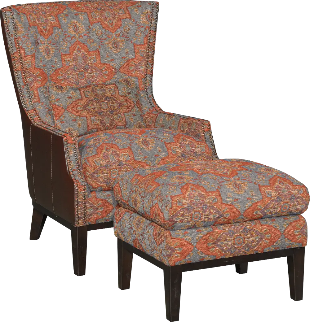 Serapi Patriot Blue & Red Chair & Ottoman - Silas-1