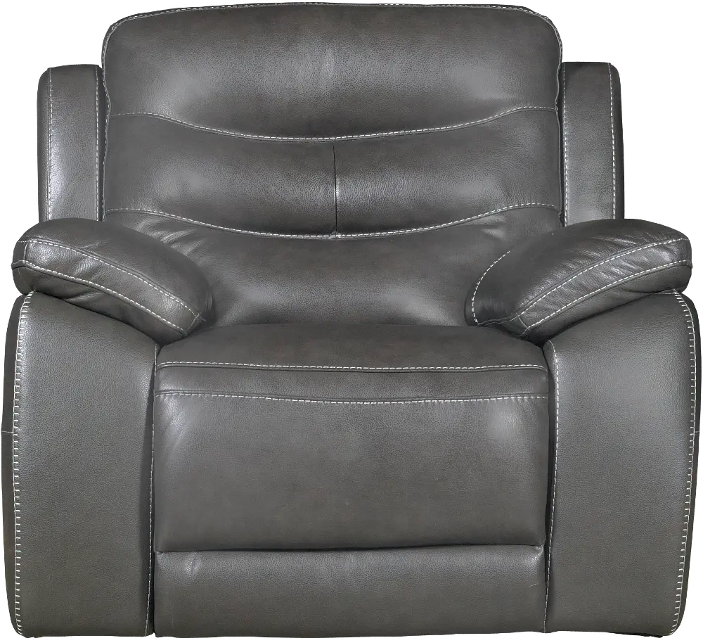 Charcoal Gray Leather-Match Power Glider Recliner - Shawn-1
