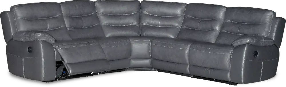 Charcoal Gray 5 Piece Power Reclining Sectional Sofa - Shawn-1