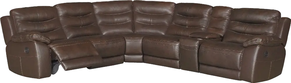 Brown 6 Piece Power Reclining Sectional Sofa - Shawn-1