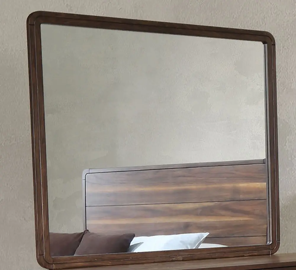 Walnut Brown Mid Century Modern Mirror - Yasmin-1