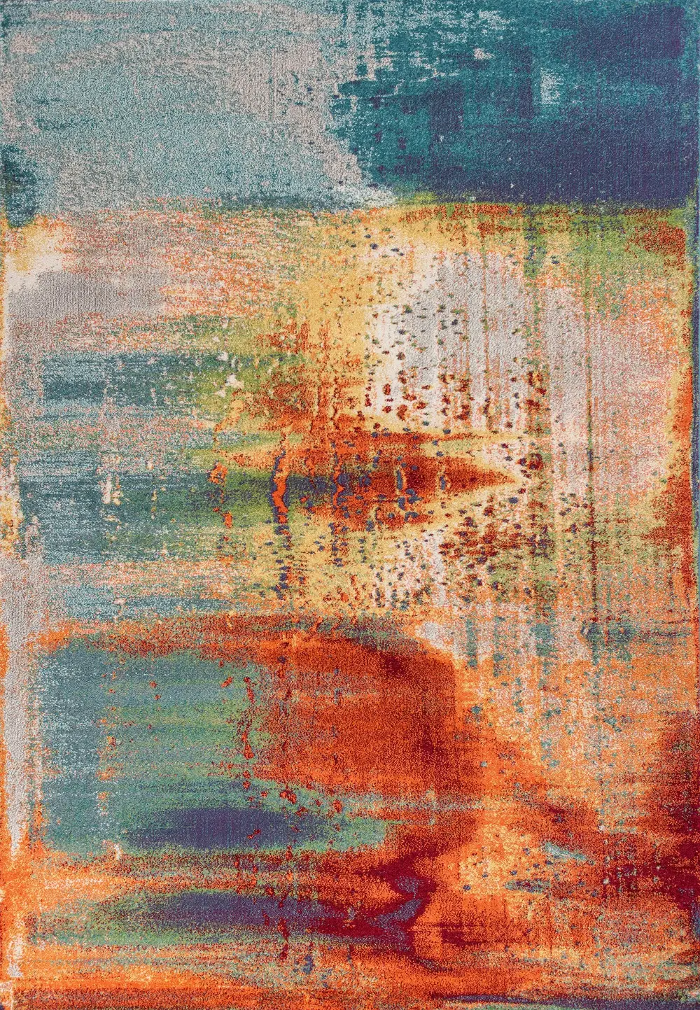 8 x 11 Large Rust, Gray, and Blue Rug - Illusions-1