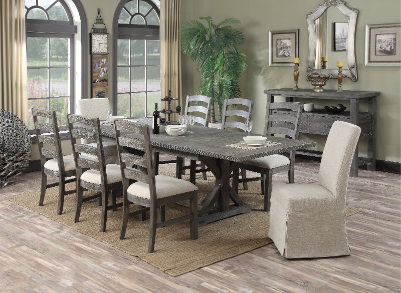 Charcoal 9 Piece Dining Room Set, Charcoal Dining Table