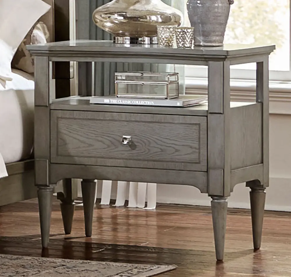 Gray Classic Traditional Nightstand - Albright-1