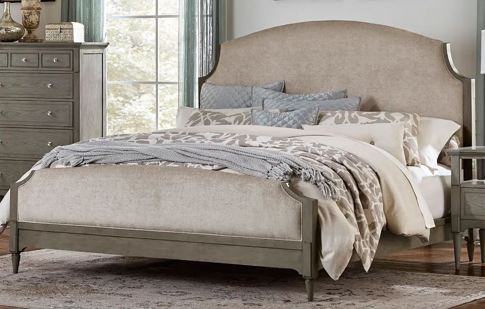 Gray Classic Traditional Upholstered Queen Bed - Albright-1