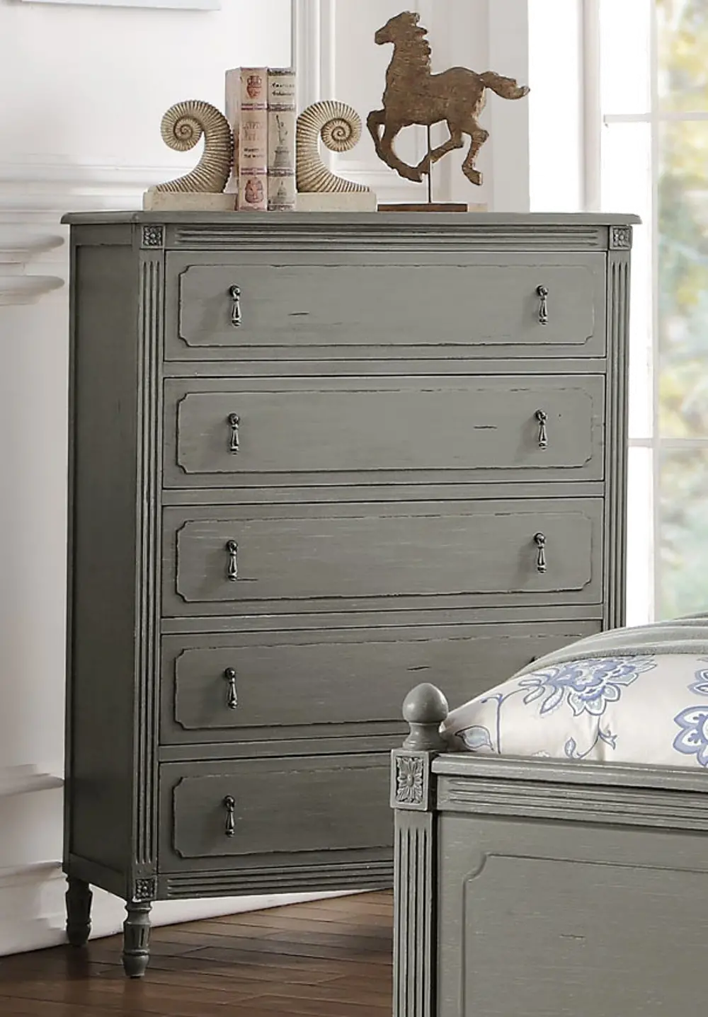 Classic Antique Gray Chest of Drawers - Aviana-1