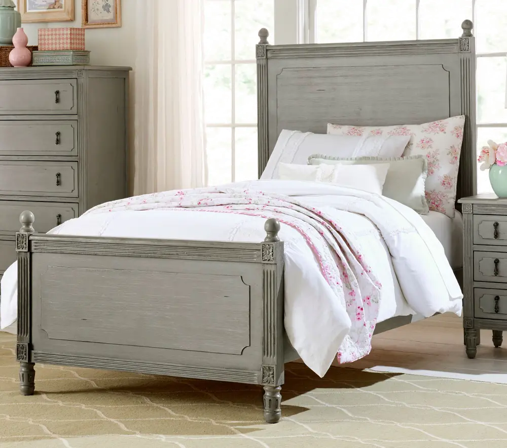 Classic Antique Gray Twin Bed - Aviana-1