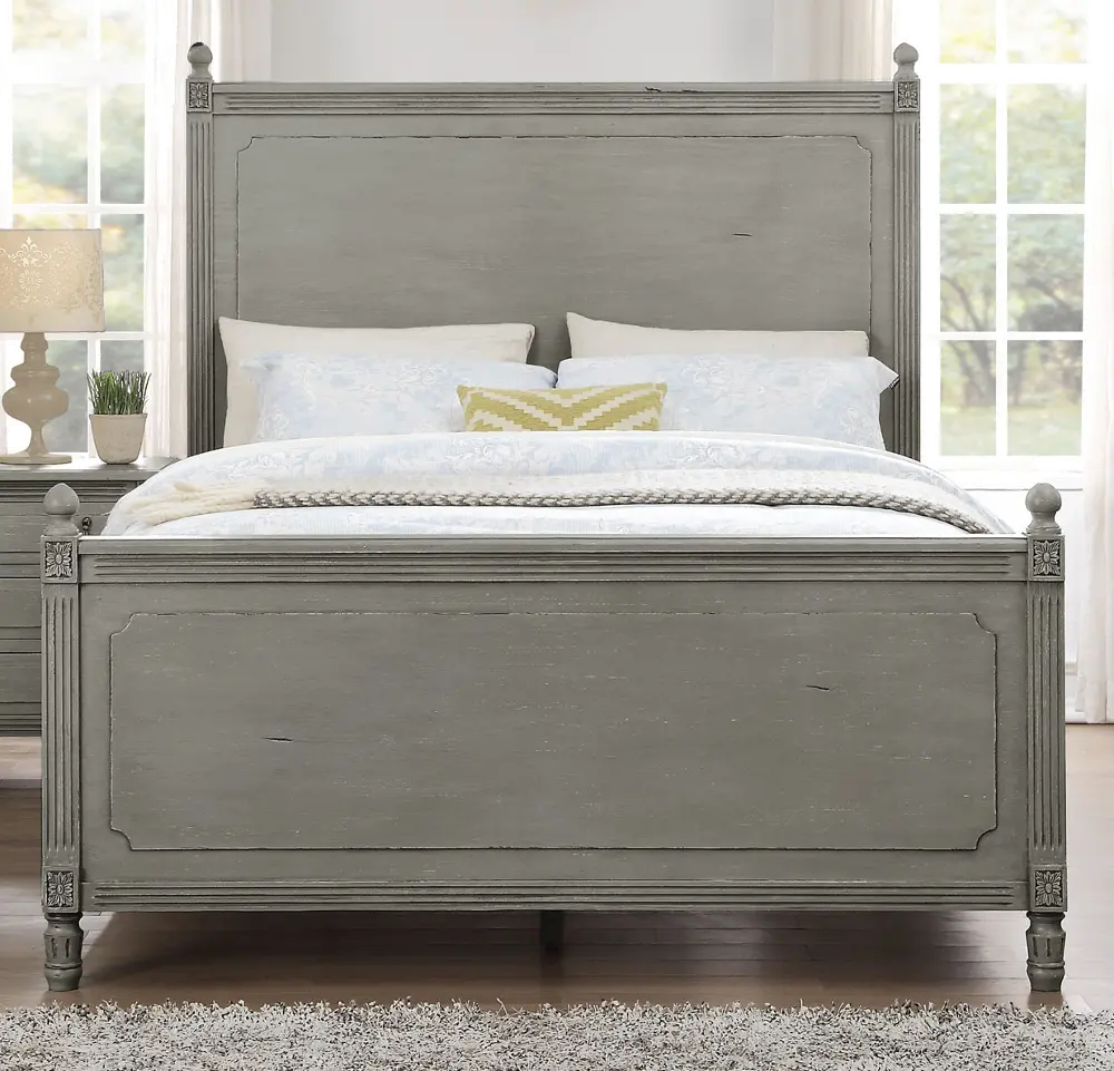 Classic Antique Gray Full Bed - Aviana-1