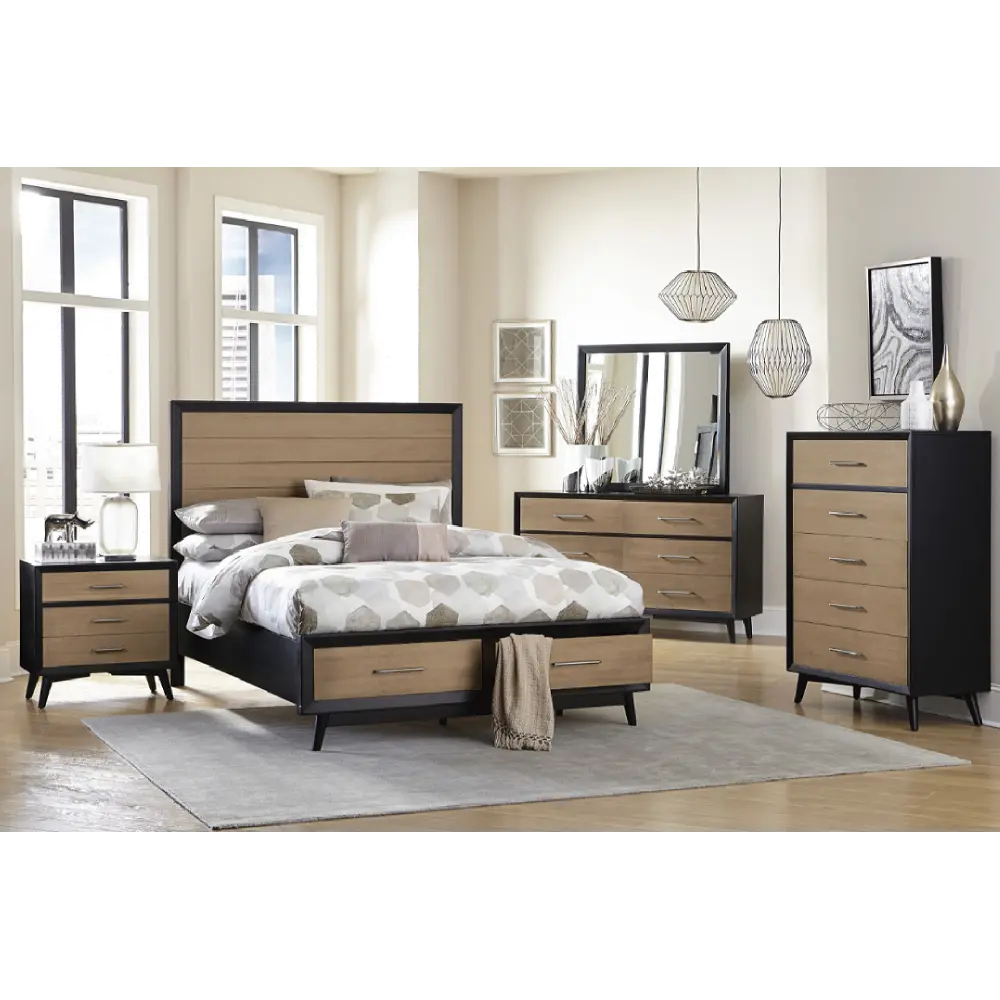 Raku Brown and Black 4 Piece Queen Bedroom Set-1
