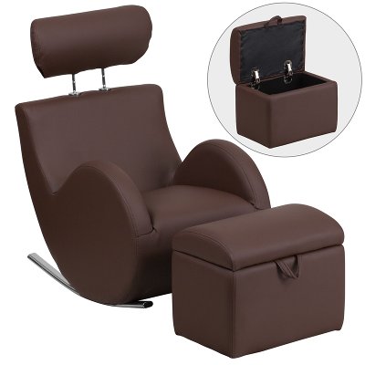 Brown Vinyl Kids Lounge Rocker And Storage Ottoman RC Willey Brown Vinyl Kids Lounge Rocker and Storage Ottoman - Brown Vinyl Kids Lounge Rocker And Storage Ottoman RC Willey