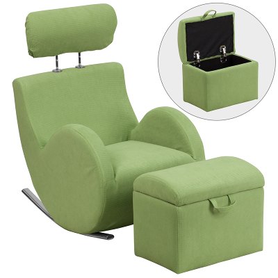 Green Fabric Kids Lounge Rocker And Storage Ottoman RC Willey Green Fabric Kids Lounge Rocker and Storage Ottoman - Green Fabric Kids Lounge Rocker And Storage Ottoman RC Willey