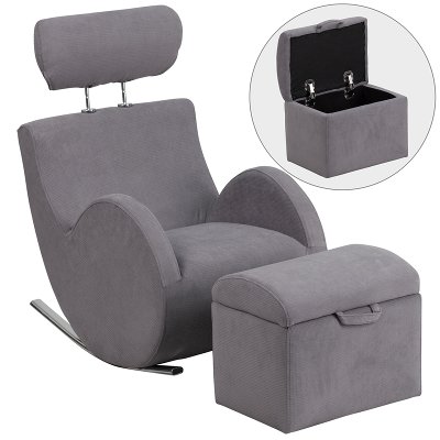 Gray Fabric Kids Lounge Rocker And Storage Ottoman RC Willey Gray Fabric Kids Lounge Rocker and Storage Ottoman - Gray Fabric Kids Lounge Rocker And Storage Ottoman RC Willey