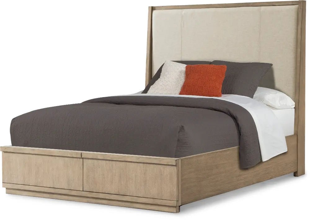 Driftwood Gray Upholstered Queen Storage Bed - Melbourne-1
