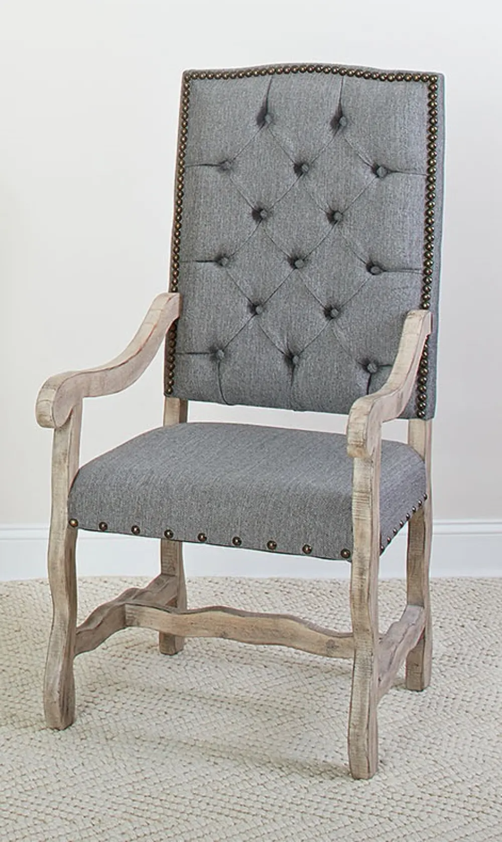 Barn Wash and Gray Upholstered Dining Arm Chair - Willow Creek Collection-1