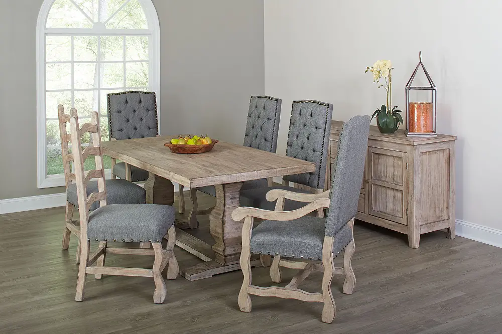 Gray and Barn Washed 5 Piece Dining Set with Ladder Back Chairs - Willow Creek Collection-1